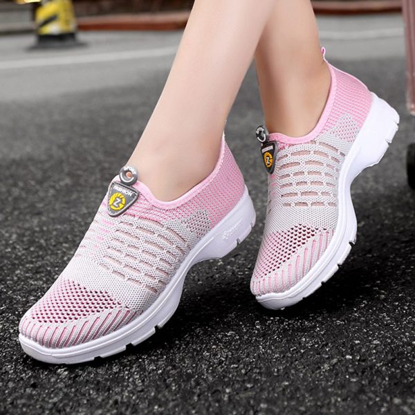 Mixed Color Breathable Mesh Flat Lazy Slip On Shoes