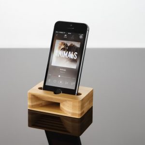 Multi-Function Cell Phone Stand Holder Bamboo Wood Dock with Sound Amplifier Natural Stands Within 5.5 Inches for iPhone 7 6s Samsung S6 S7 S8 Smartphones