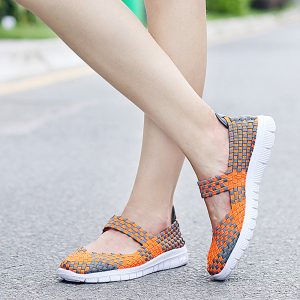 Multi-color Elastic Slip On Flat Athletic Shoes