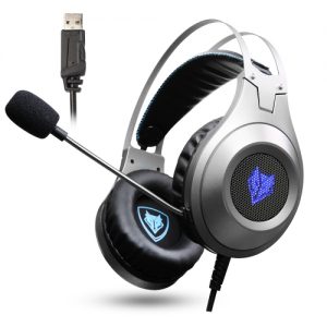 NUBWO N2 USB Wired Over-Ear Gaming Headset LED Light Silver