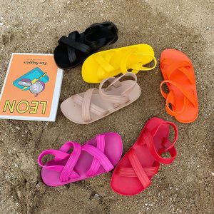 Net Red Jelly Beach Sandals Female Casual Students Fashion Non-slip Outdoor Wear Wild Flat Bottom Season Women's Shoes