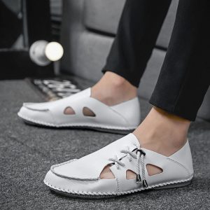 New Baotou Lace Sandals Men's Shoes Season Tide Shoes Handmade Large Size Men's Breathable Casual Hollow Sandals