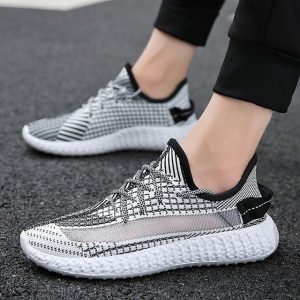 New Coconut Hollow Breathable Flying Woven Fish Line Men's Sports Shoes Running Shoes Trend Shoes