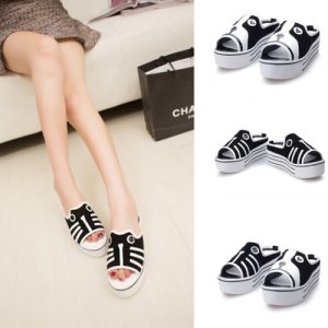 New Cute Women Girls Sandals Dog Cat Pattern Platform Sole Peep Toe Shoes Dog and Cat