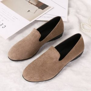 New Europe And America Large Size Solid Color Women's Shoes Low With Round Head Wigs Tide Peas Single Shoes Women