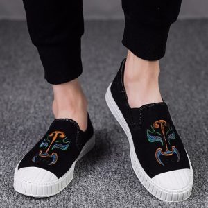 New Fashion Men's Shoes Color Line Embroidery Shoes Men's Wild Comfortable One Foot People Breathable Casual Shoes Men