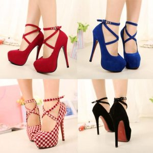 New Fashion Women Pumps Concealed Platform Strappy Buckle Stiletto High Heels Party Shoes