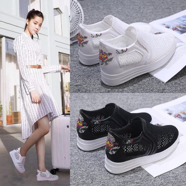 New Inside Increased One-legged Comfortable Casual Shoes Wild Hollow Single Shoes Women