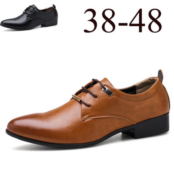 New Large Size Business Pointed Shoes Men's Belt Men's Shoes British Trend Wedding Shoes Work Shoes 38-48