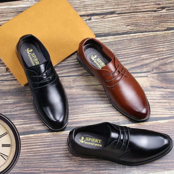 New Men's Microfiber Low To Help Business Shoes Non-slip Men's Shoes Casual England Single Shoes