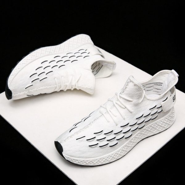 New Men's Shoes Breathable Sports Casual Shoes Running Shoes Coconut Shoes Hollow Flying Woven Shoes Fish Scales Season