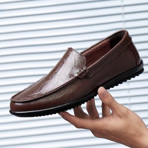 New Men's Shoes Leather Shoes Season New Peas Shoes Two-layer Leather Large Size Men's Shoes