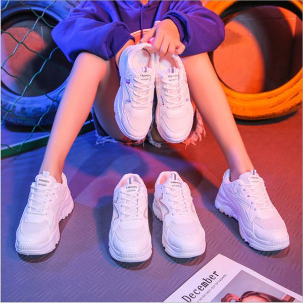 New Old Shoes Female Muffin Platform Sports Shoes Casual Running Belt Student White Shoes 1611