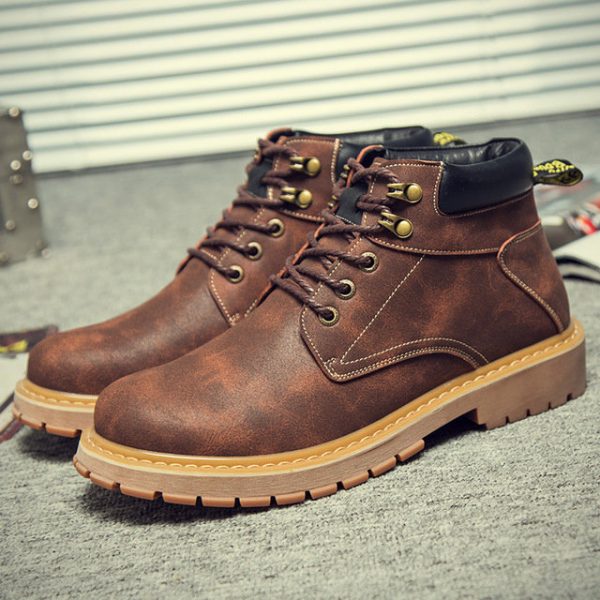 New Season Tide Shoes Retro England Men's Shoes Short Boots Casual Boots Leather Shoes High Help Motorcycle Big Head Mar