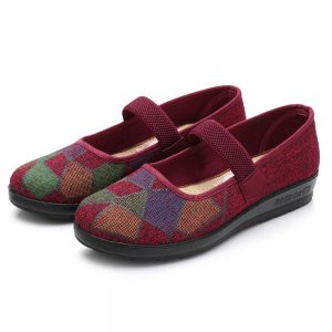 Old Peking Colorful Elastic Band Slip On Cloth Flat Shoes