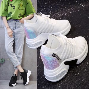 Old Shoes Women's Season New Breathable Mesh Shoes Casual Wild Thick Bottom Increase Sports White Shoes