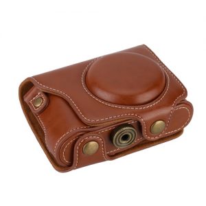 PU Leather Professional Camera Case Bag Protective Pouch with Shoulder Strap 1/4 Screw for Casio EX-ZR2000 EX-ZR3500