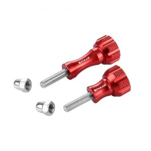 PULUZ PU144 Aluminum Skeletons Rod Thumb Knob Stainless Bolt Nut Screw Set For Action Sport Camera Photography Accessories (Red)