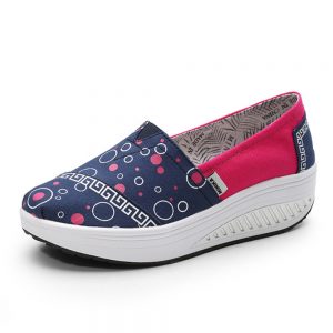 Pattern Canvas Rocker Sole Shake Casual Platform Shoes