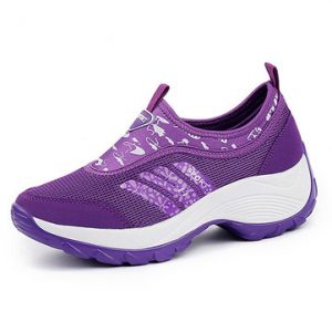 Pattern Mesh Shock Absorption Platform Sport Casual Shoes