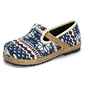 Pattern Printing Knitting Vintage Flat Slip On Casual Shoes