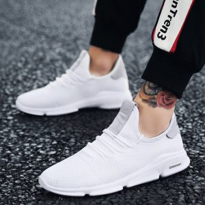 Perennial Supply Flying Woven Tide Shoes Breathable Sports Casual Men's Shoes Solid Color Wild Set Foot White Shoes