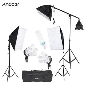 Photography Studio Lighting Kit 3pcs Softbox Tripod Stand 45W 135W Bulb Cantilever with Oxford Bag