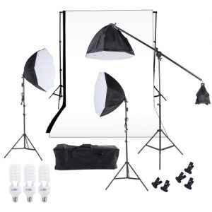 Photography Studio Lighting Softbox Photo Light Muslin Backdrop Stand Kit