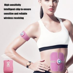 Pink Abdominal Muscle Take Shape Helper Househeld Exercise Fitness Equipment Body Slimming Fat Burning Exerciser Body Building Fitness Electric Muscle Trainers Machine Electric Muscle Stimulator