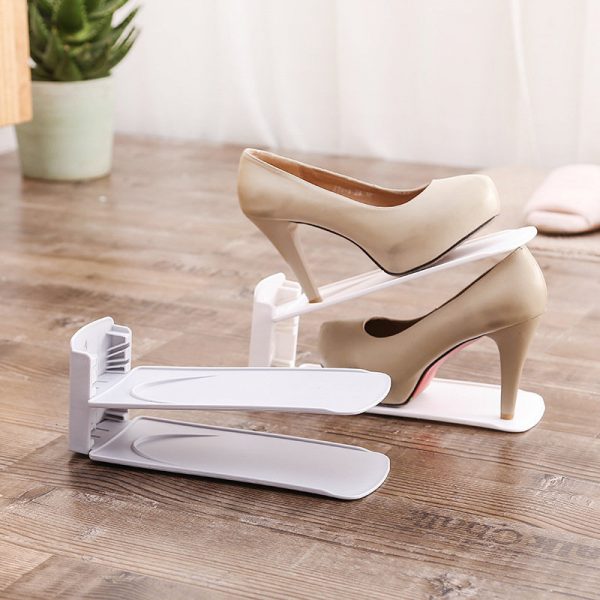 Plain Double-layer Adjustable Simple Shoe Bracket Creative Dust-proof Storage Shoe Rack