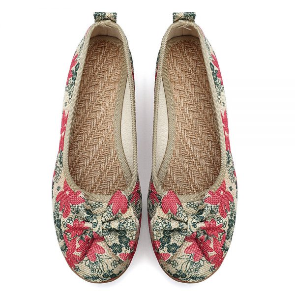 Plus Size Women Casual Cloth Shoes Crafts Flowers Slip on Flats