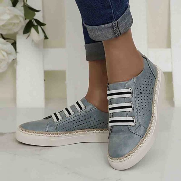 Plus Size Women Comfy Hollow Elastic Band Casual Flat Shoes