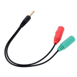 Portable 4 Segment 3.5mm male to Dual 3 Segment Female Audio Cable Audio Line Connect Microphone Headset Earphone Headphone Laptop Computer