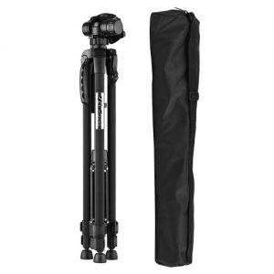 Portable Aluminum Alloy Tripod with 3-Way Damping Tripod Head for Canon Nikon Sony DSLR ILDC DV Cameras Max. Height 140cm Max Load Capacity 3kg