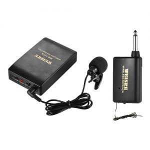 Portable Lavalier Lapel Collar Clip-on FM Wireless Microphone System Voice Amplifier for Teacher Lecturer Conference Speech Promotion