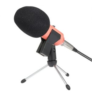 Professional Condenser Microphone Studio Sound Recording Broadcasting with Reverberation Echo Function with Anti-wind Sponge Cover Clip Stand