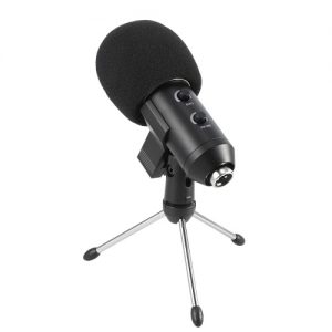 Professional Condenser Microphone Studio Sound Recording Broadcasting with Reverberation Echo Function with Anti-wind Sponge Cover Clip Stand