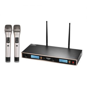 Professional Dual Channel UHF Wireless Handheld Microphone System for Karaoke Family Party Performance Presentation Public Address