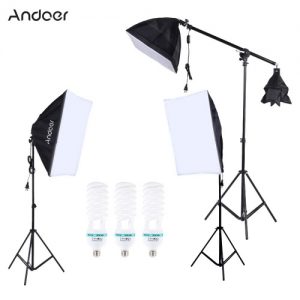 Professional Photography Photo Lighting Kit Set with 5500K 135W Daylight Studio Bulb Light Stand Square Cube Softbox Cantilever Bag