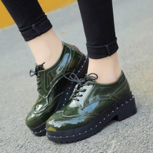 Pure Color Platform Lace Up Casual Shoes For Women