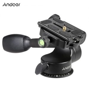 QZSD Q08 Video Tripod Ball Head 3-way Fluid Head Rocker Arm with Quick Release Plate for DSLR Camera Tripod Monopod