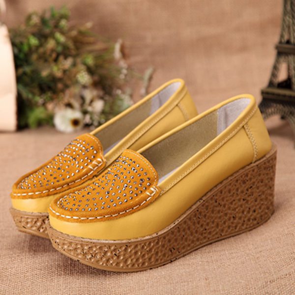 Rhinestone Wedges Platform Slip On Womens Shoes