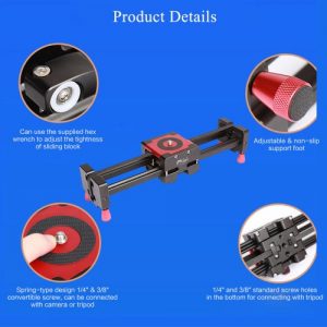 S760 Portable Retractable Track Dolly Slider 50cm Rail Shooting Video Stabilizer 85cm Max Sliding Distance with 1/4" and 3/8" Screw for DSLR Camera Camcorder Ball Head Tripod Max Load 6Kg