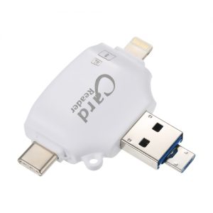 SD Card Reader 4 in 1 SD/TF Card Reader Adapter for iPhone/Android/PC