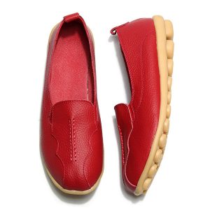 SOCOFY Big Size Pattern Leather Soft Flat Casual Shoes For Women