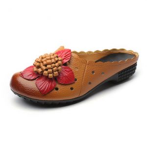 SOCOFY Hollow Out Flower Leaf Breathable Soft Backless Lazy Shoes