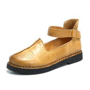 SOCOFY Retro Flat Leather Shoes