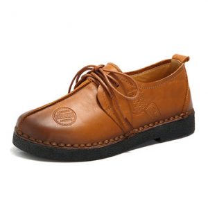 SOCOFY Retro Flat Leather Shoes