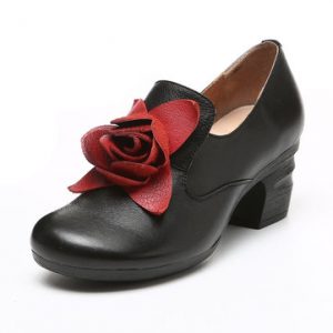 SOCOFY Retro Mid Heel Shoes