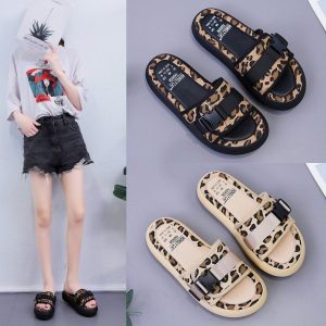 Sandals And Slippers Women's New Leopard Thick Bottom Wear Casual Slippers Female Increase Students Beach Shoes